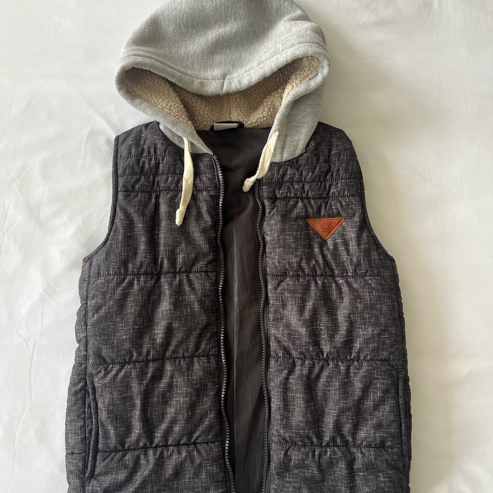 Gray Quilted Kids Vest with Hood